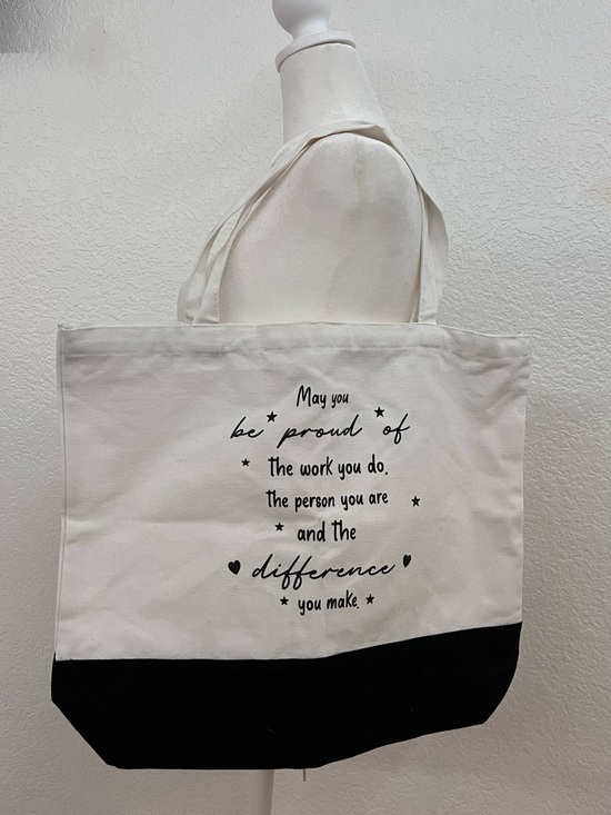 Handbags - Inspirational Canvas Tote Bag – Black & White Quote Tote – Reusable Shopping Bag